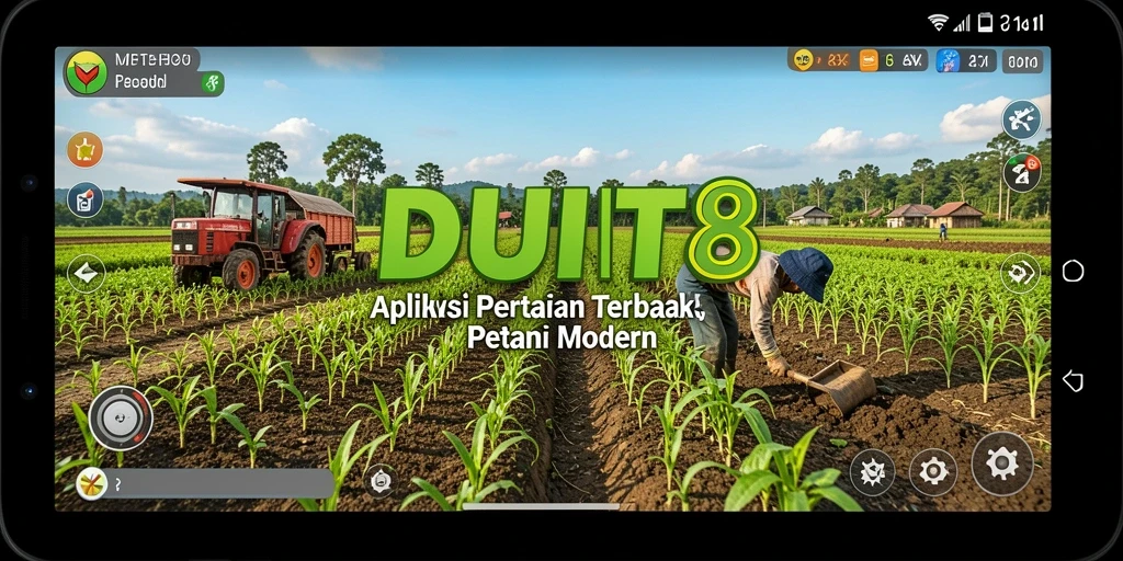 Tampilan gameplay dalam DUIT8 dengan lahan pertanian yang subur.