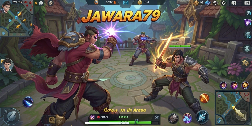 Tampilan gameplay MOBA yang mendebarkan di JAWARA79.