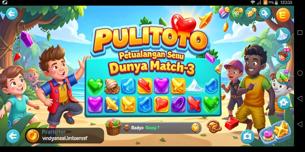 Screenshot PULITOTO menampilkan gameplay Match-3 yang menarik.