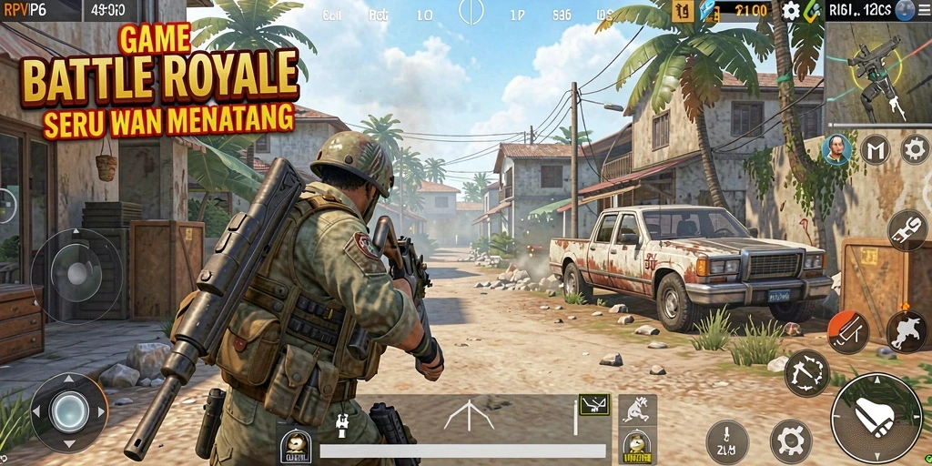 Screenshot RPVIP6 menampilkan aksi Battle Royale yang mendebarkan.