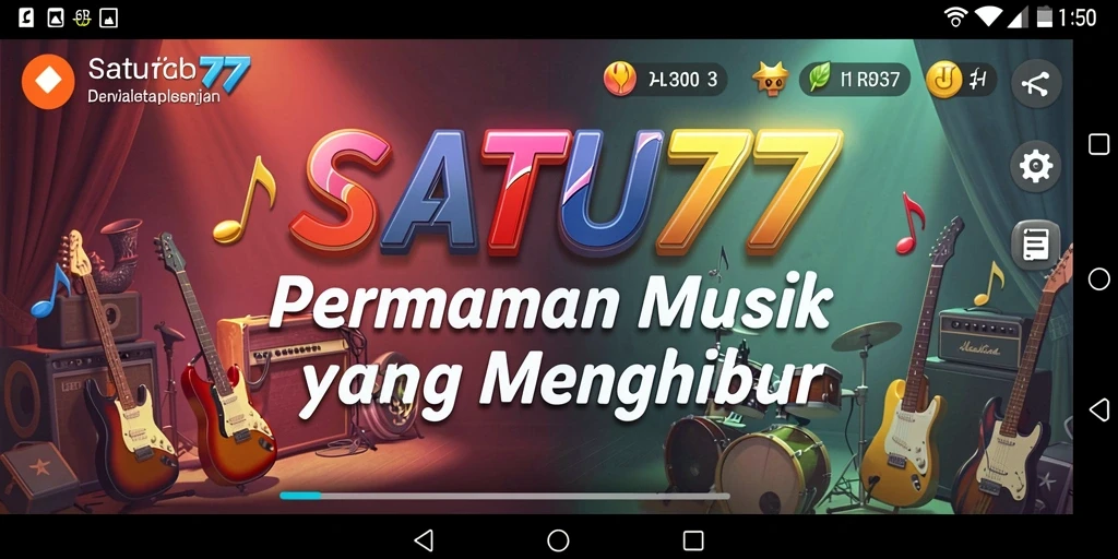 Tangkapan layar utama SATU77 menampilkan gameplay yang energik dan interaktif.